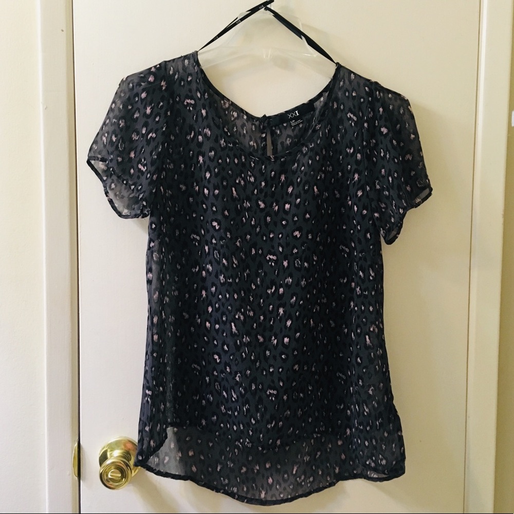 Forever 21, sheer leopard print blouse